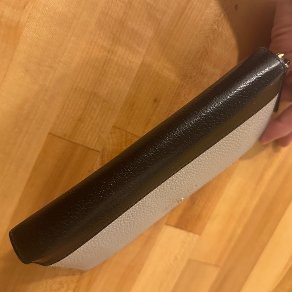 Kate Spade "Lacy Grand St" zip wallet color block light stone ice gray & black - Picture 9 of 9